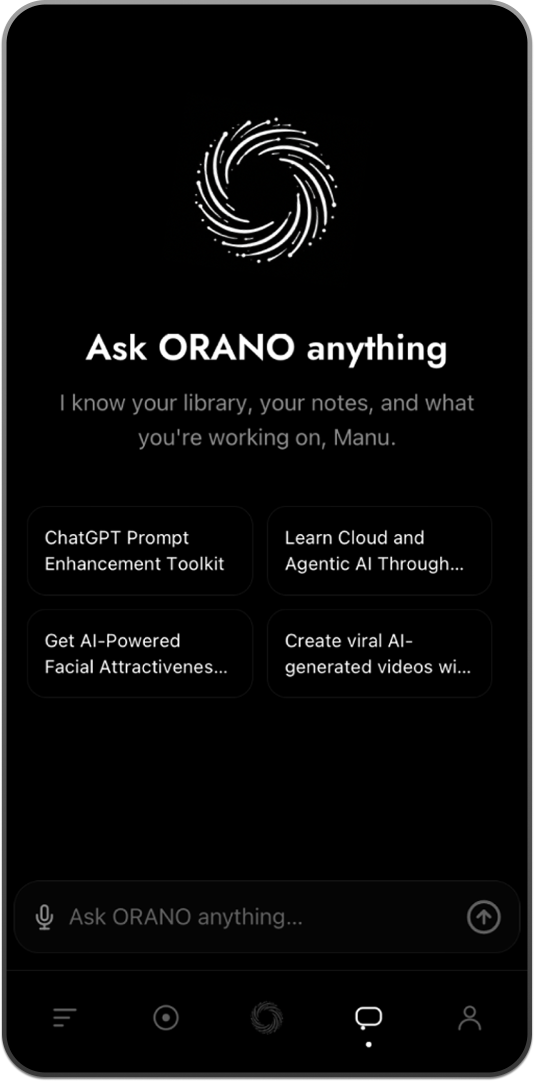 ORANO Ask ORANO mobile screen