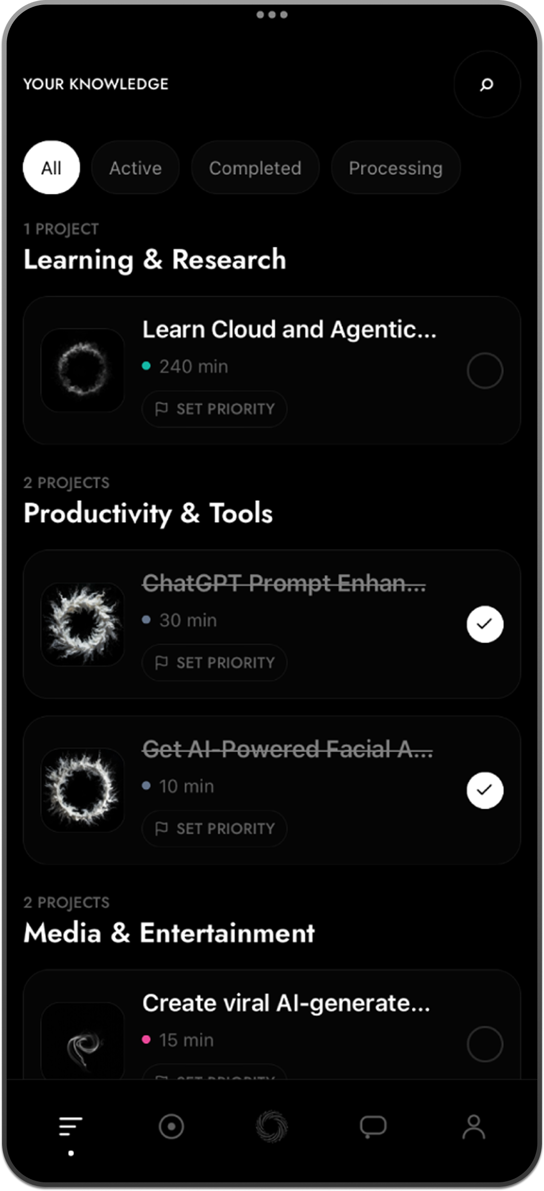 ORANO knowledge library screen on a mobile phone