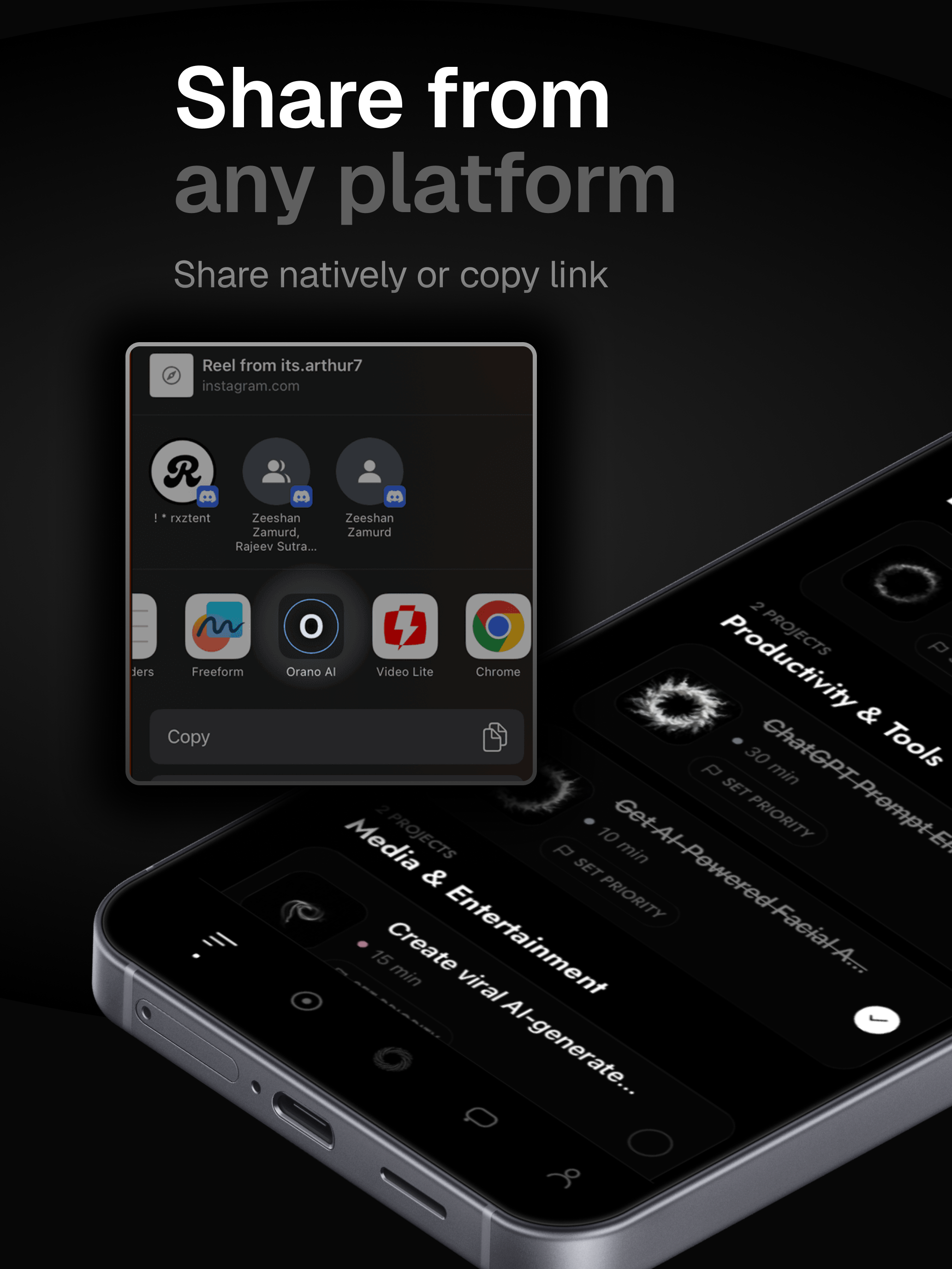 ORANO share from any platform product visual