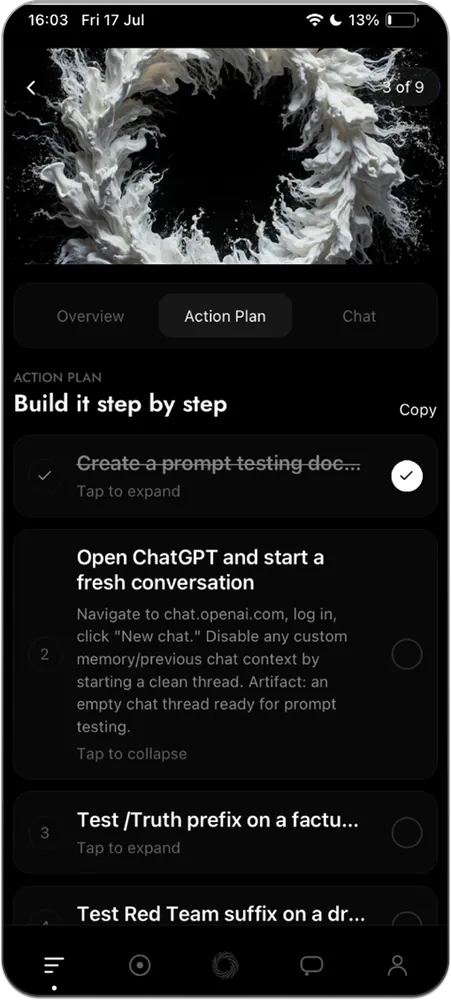 ORANO action plan mobile screen