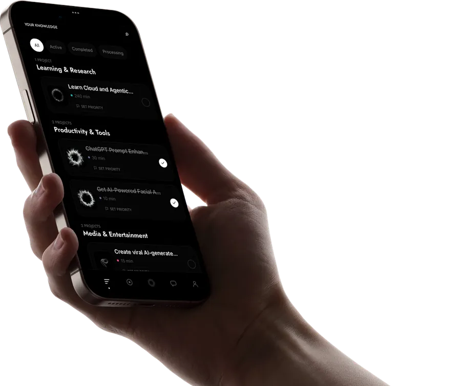 ORANO knowledge library on a phone held in a hand