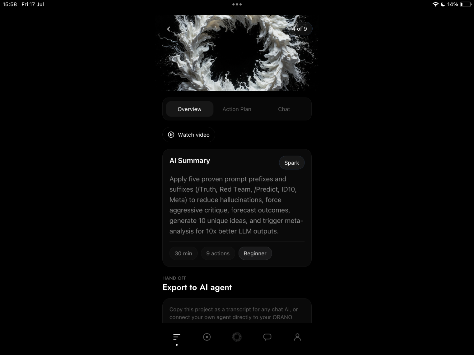 Project summary screen